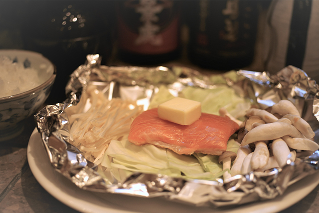 鮭と信州茸のホイル包み焼き