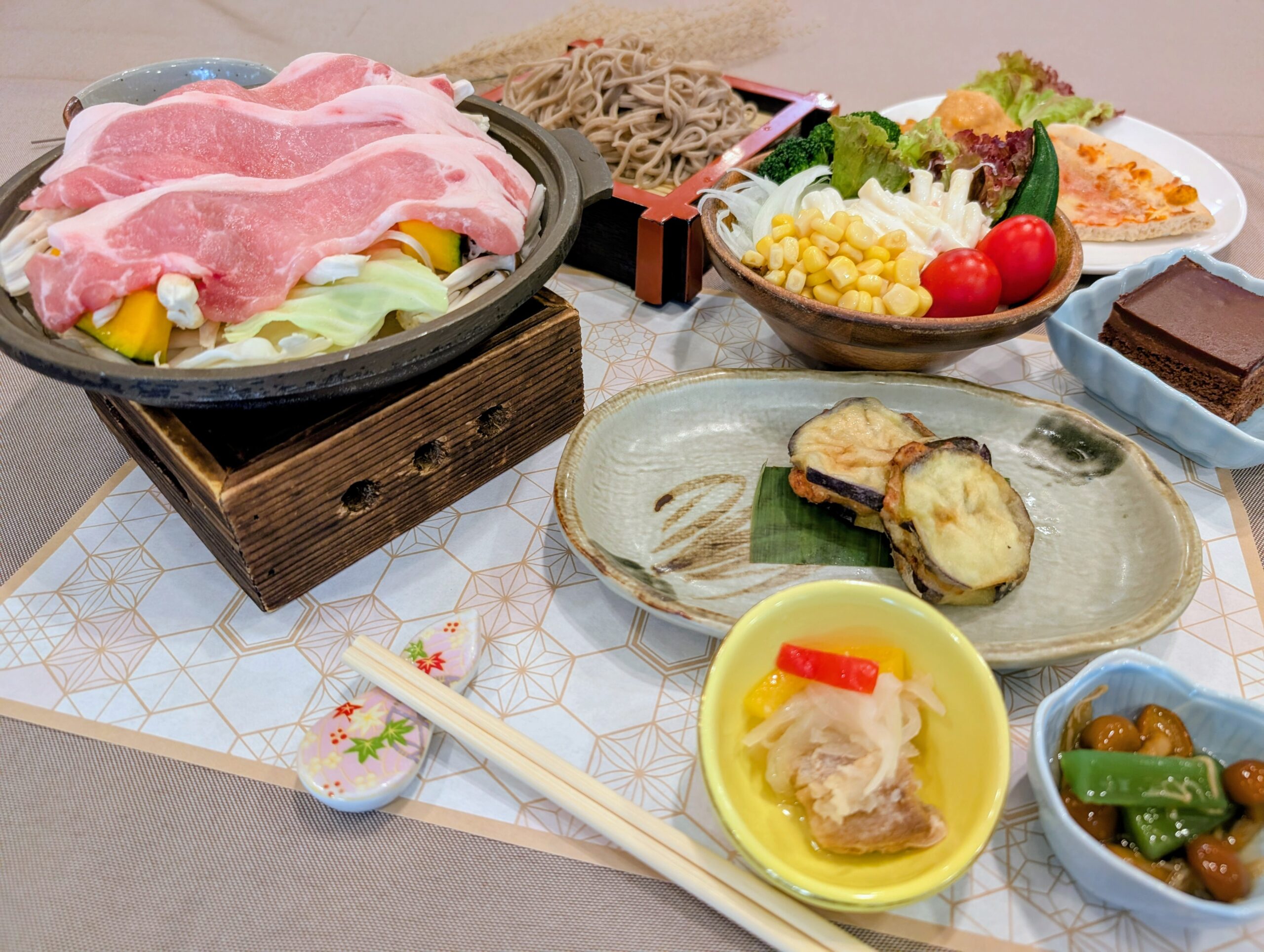 ・信州豚の陶板焼き御膳　 サラダビュッフェセット